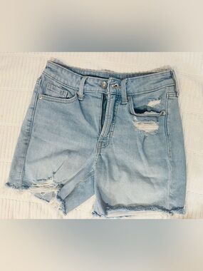 Old Navy High Rise OG Denim Distressed Women’s Shorts Patriotic Flag Size 0